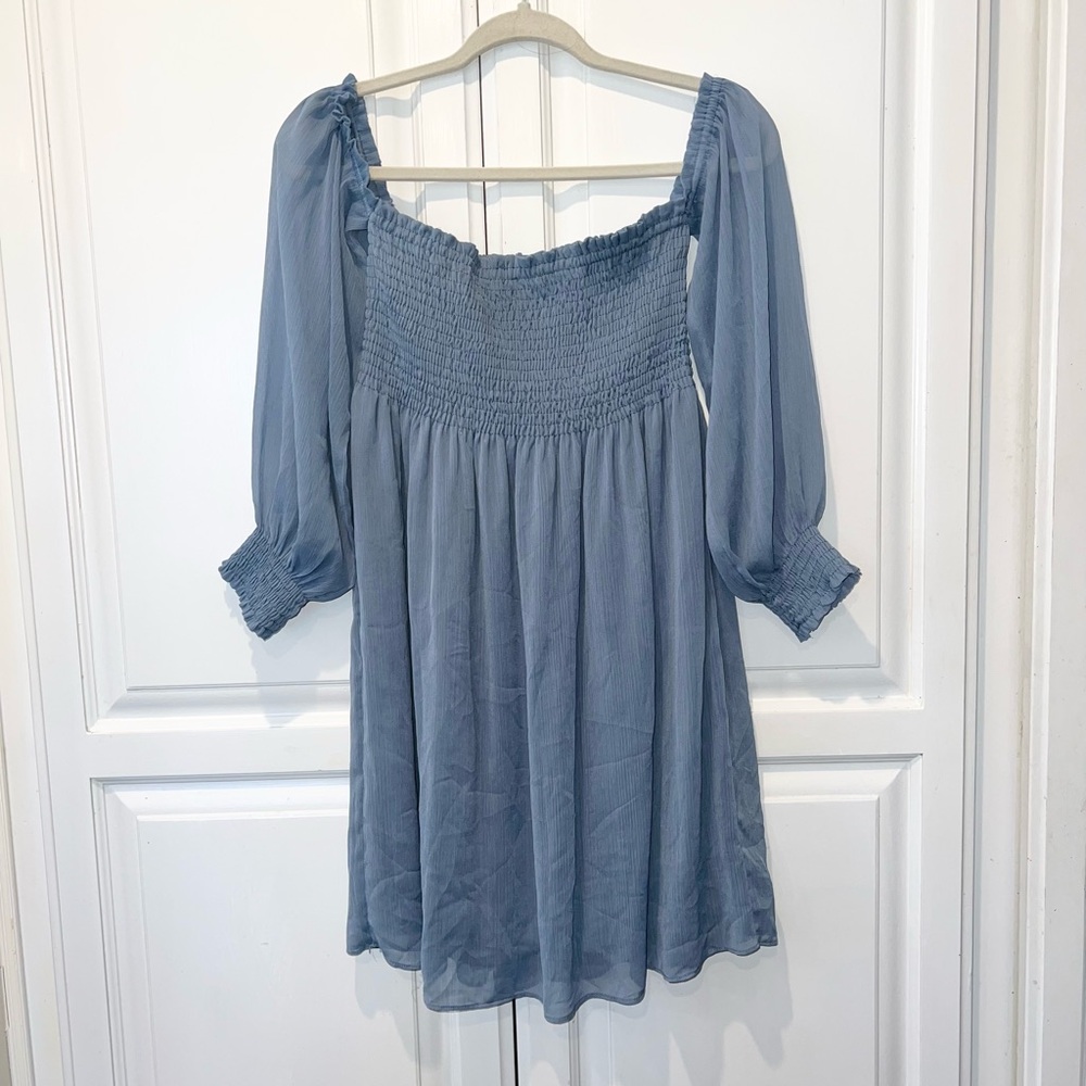 Zara Basic Collection Light Blue Smocked Off Shou… - image 6